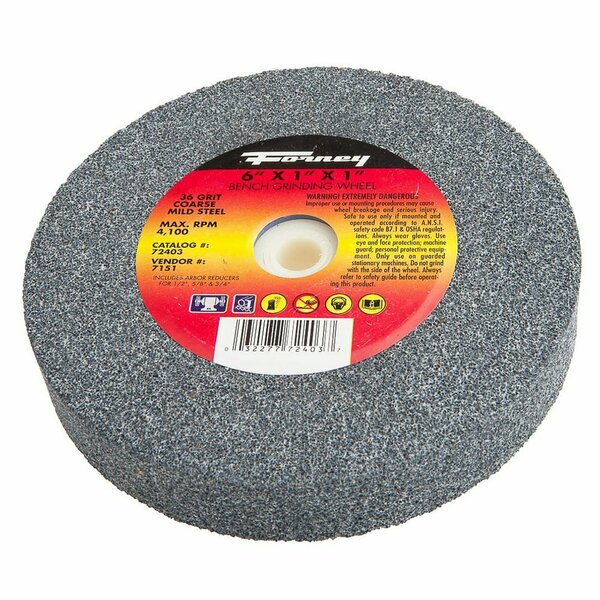 Forney Bench Grinding Wheel, 6 in x 1 in x 1 in 72403
